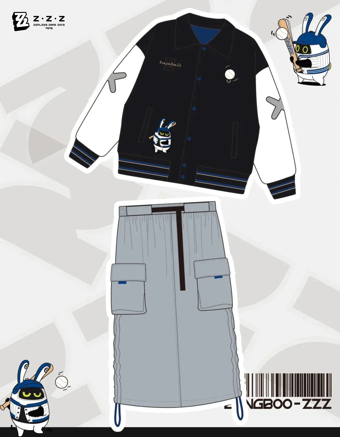 Zenless Zone Zero Toys - ZZZ Game Teen Oversized Loose Style Baseball Bangboo Jacket